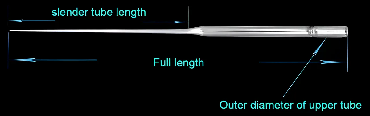 Glass pasteur pipette size details